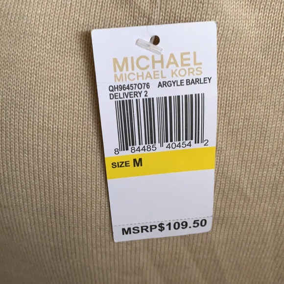 Michael Kors Argyle Cotton Blend Button Cardigan - Size M - Picture 7 of 7